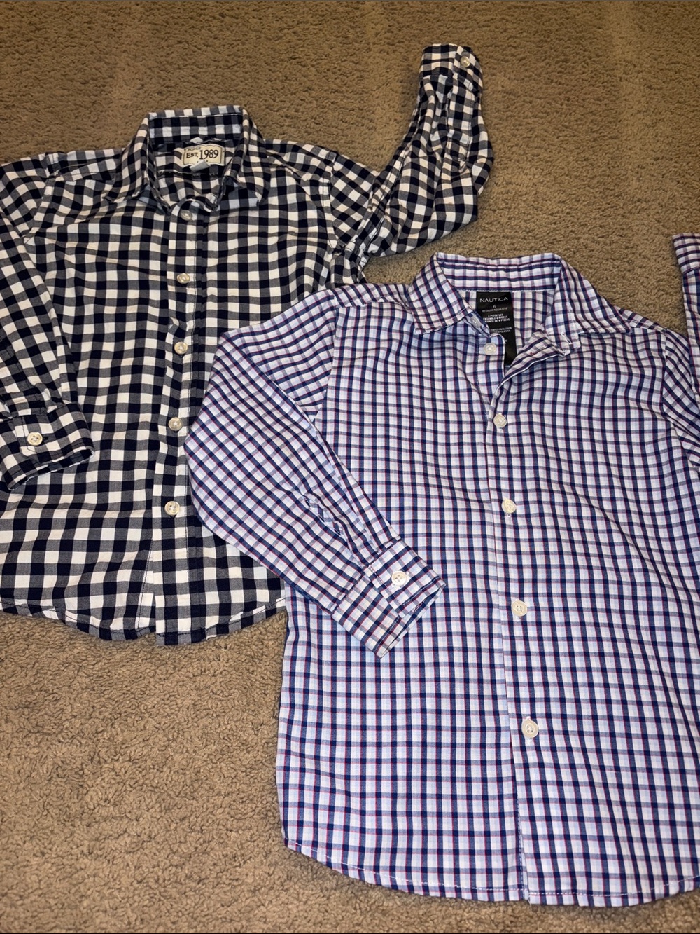 Plaid Long Sleeve Button Down Shirts Boys Size 6 Nautica Children’s Place Blue